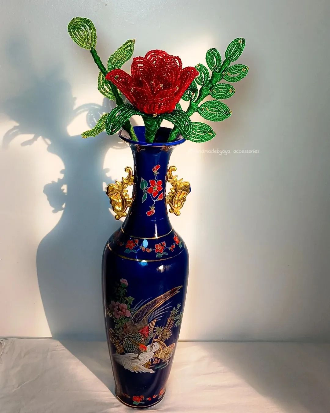 Beaded Red Rose Flower