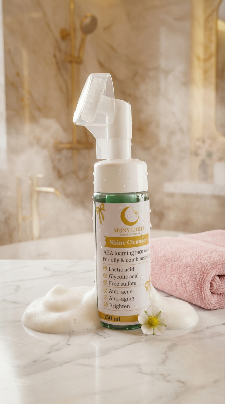 غسول شاين للبشرة الدهنية والمخلتطه رغوى بمقشرات AHA الحجم الكبير  Foaming face wash Shine Cleanser
