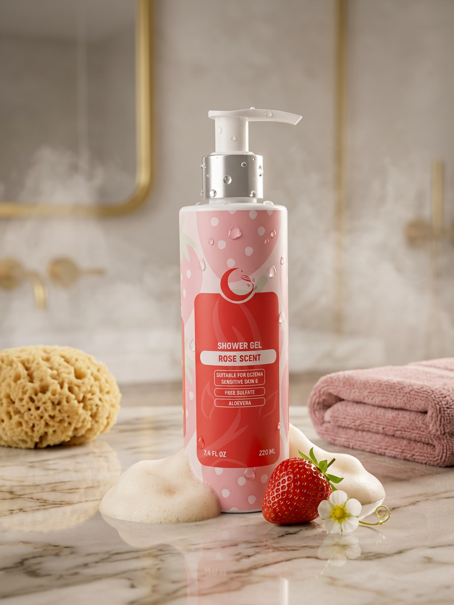 شاور جل مونى برائحة الفرواله Strawberry shower gel free sulfate