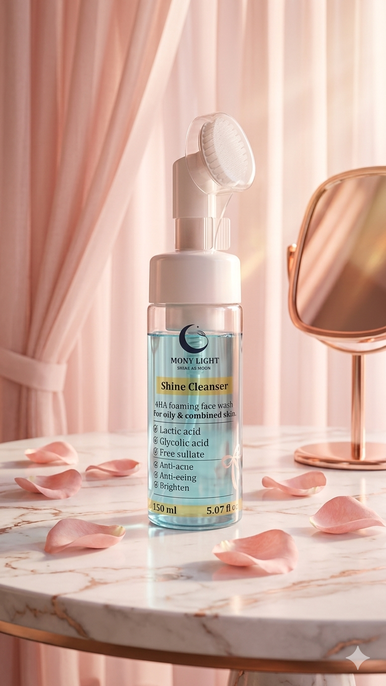 غسول شاين للبشرة الدهنية والمخلتطه رغوى بمقشرات AHA الحجم الكبير  Foaming face wash Shine Cleanser