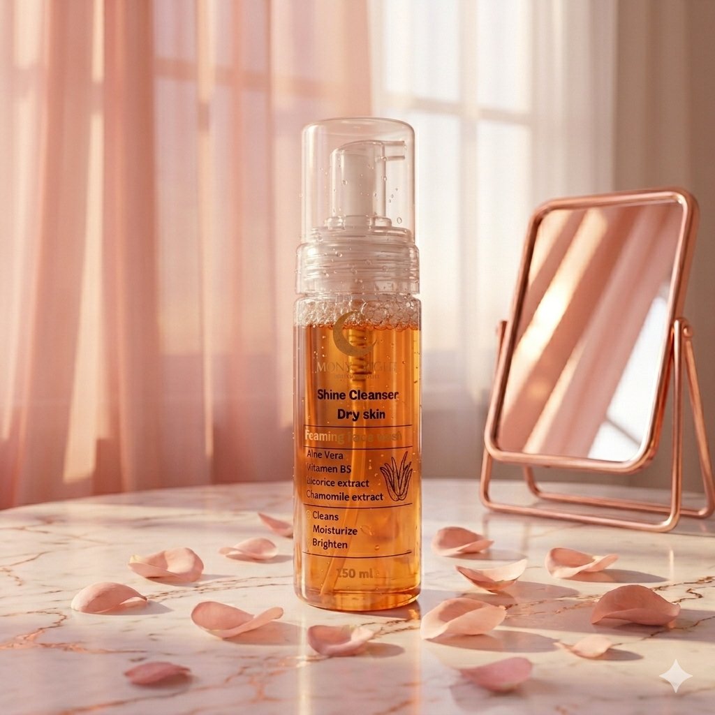 غسول شاين للبشرة الجافه رغوى خالى من السالفيت مع خلاصة الصبار  Foaming face wash dry skin Cleanser