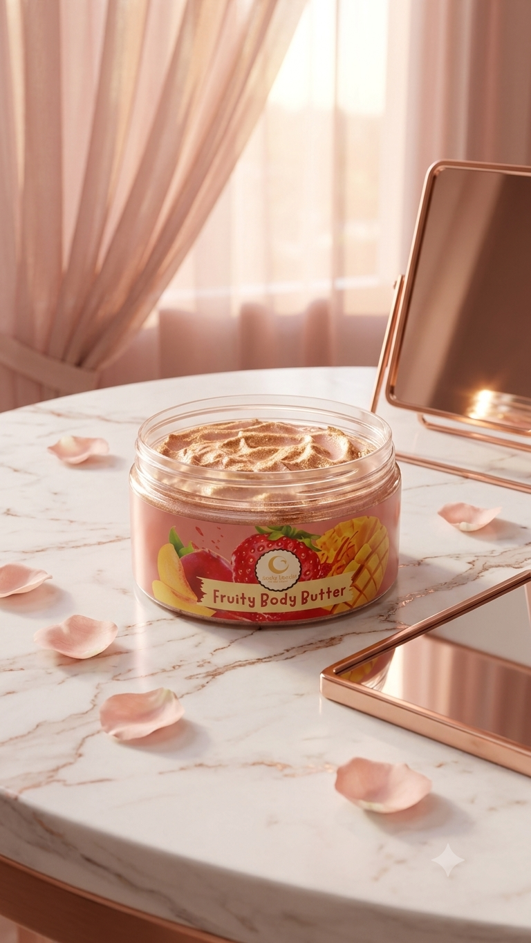 فروتى بادى باتر مع هايلايتر   Fruity highlighter body butter