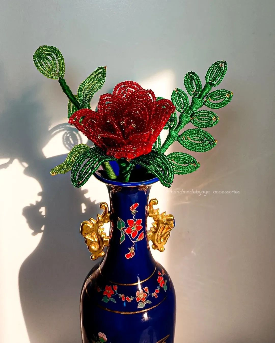 Beaded Red Rose Flower